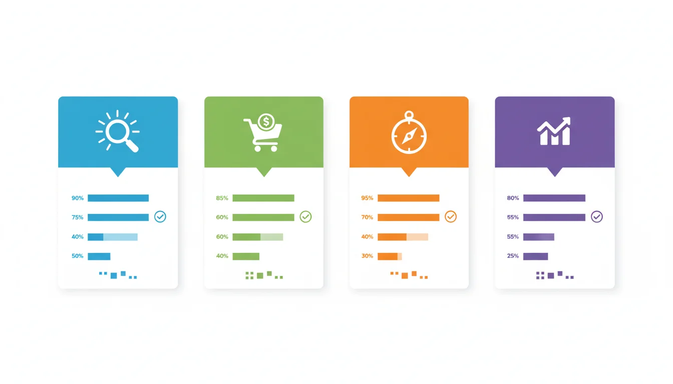 Confronto visuale tra tipologie di keyword SEO informazionali transazionali navigazionali e commerciali