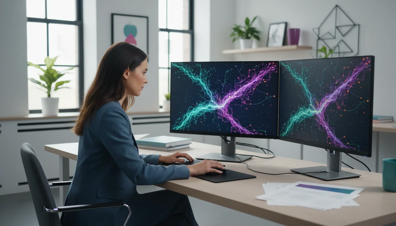 Web designer che lavora sulle interconnessioni tra elementi SEO per ottimizzare pagina web