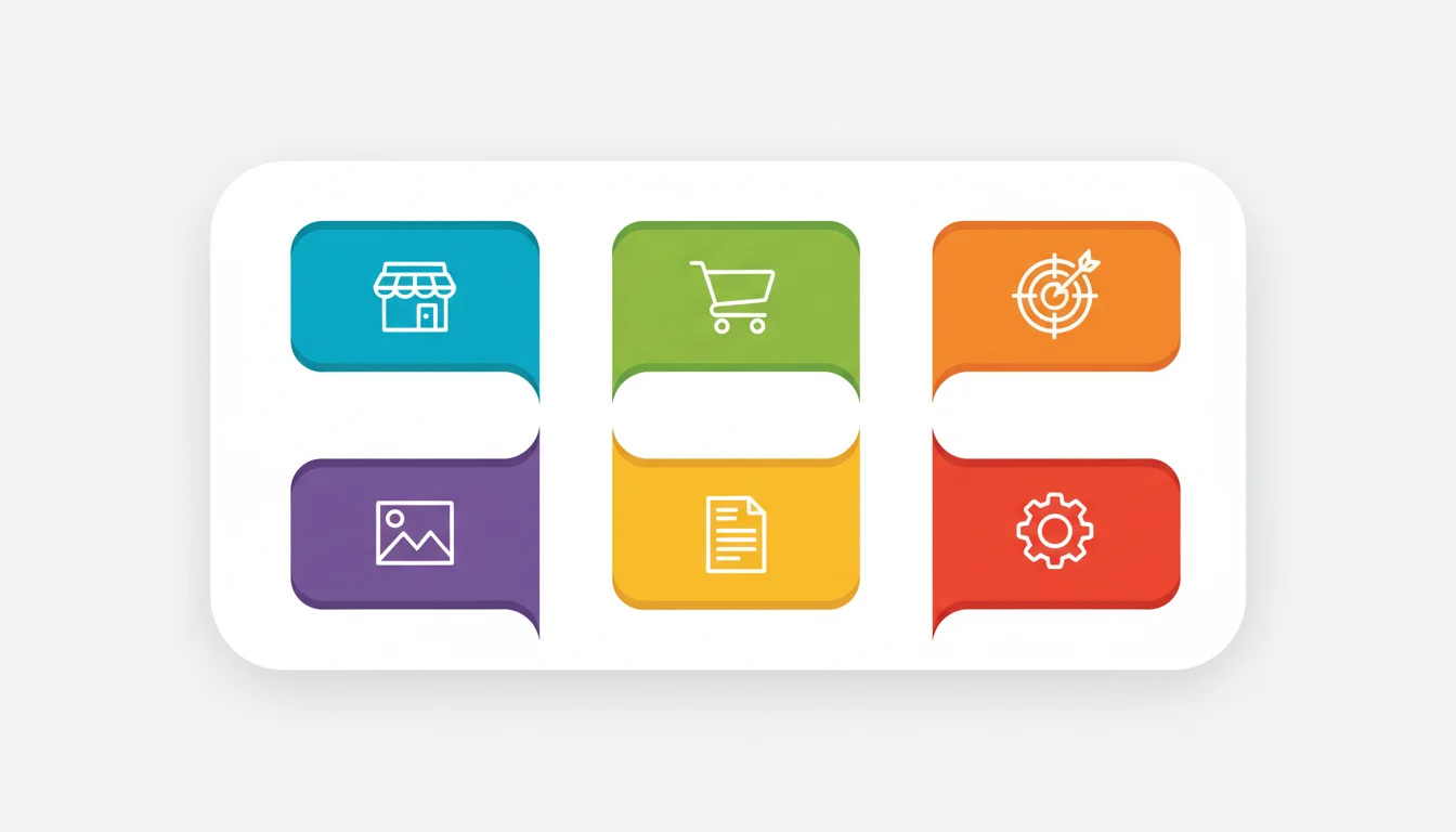 Confronto visuale tra categorie siti web con icone distintive per ogni tipologia