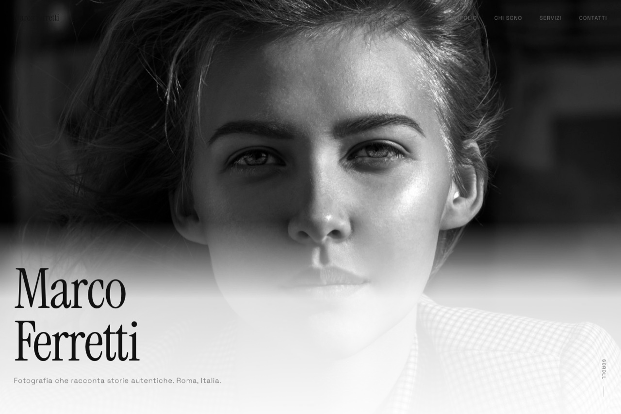 Template fotografo versione Noir — design monocromatico autoriale
