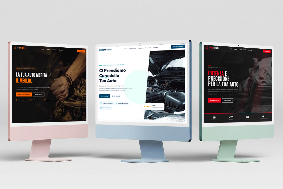 Anteprima template sito web per meccanico